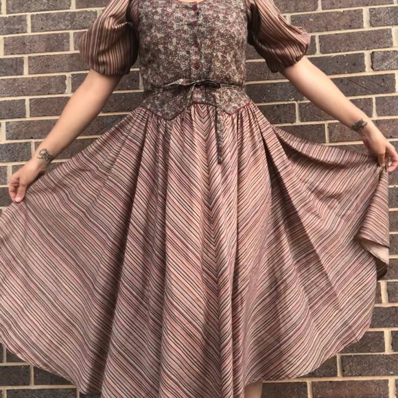 Vintage 70’s Midi Flowy Dress Prairie Cottagecore S. Howard Hirsh Boho Garden 10 - Picture 12 of 12